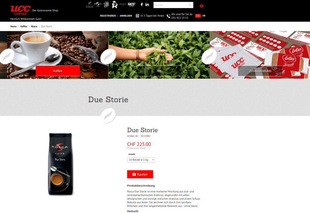 ucc coffee swiss magento entwicklung zürich bern luzern sion web-agentur